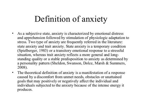 anxiety definition by authors